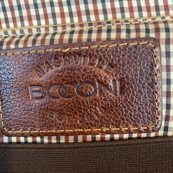 BOCONI Brown Distressed Leather Laptop Briefcase 16" RFID Work Retro Business - Picture 4 of 10